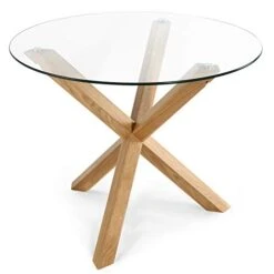 POLY & BARK Kennedy 37.4" Round Dining Table, Natural -Safavieh Furniture 41Coeg9z2yL