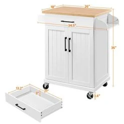 Yaheetech Kitchen Cart With Spice Rack Towel Holder, Kitchen Island With Drawer For Dining Room Kitchen Living Room, White -Safavieh Furniture 41CyZqFUNaL