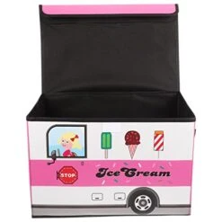 OUNONA Kids Bus Storage Box Collapsible Kids Toys Boxes Books Chest Organizer Cube Toy Bins Baskets Kids For Kids Boys Girls Nursery Playroom