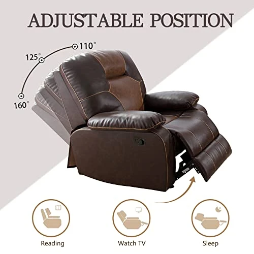 Nautery Leather Recliner Sofa,Living Room Furniture Set, Leather Sofa Set With Storage Console & Cup Holder For Office/Apartment(3 Pieces,Brown) 4 Nautery Leather Recliner Sofa,Living Room Furniture Set, Leather Sofa Set With Storage Console & Cup Holder For Office/Apartment(3 Pieces,Brown) - Image 4