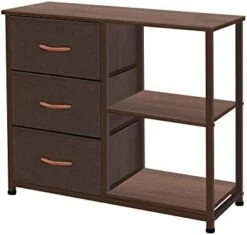 AZL1 Life Concept Rustic Brown Fabric Dresser, 4 Drawer Organizer Unit With 2 Shelves, Storage Chest For Bedroom, Entryway, Hallway, Living Room, Office, Ivory -Safavieh Furniture 41DR3Qr7p5L. AC
