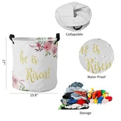 Laundry Hamper Storage Bins With Handles, Happy Easter Spring Fresh Floral Flowers He Is Risen Waterproof Collapsible Clothes Organizer Basket Toys Box For Bedroom, Baby Room -Safavieh Furniture 41DY5vOc5LL