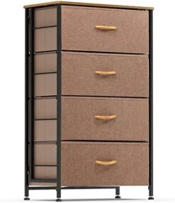 WAYTRIM Dresser Storage Tower, 4 Fabric Organizer Drawers, Wide Chest Of Drawers For Closet Boys & Girls Bedroom, Bedside Furniture, Steel Frame, Wood Top, Fabric Bins, Easy Installation (Camel) -Safavieh Furniture 41DfHAtQUKL. AC