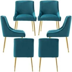ZHENGHAO Velvet Dining Chairs Set Of 6, Modern Accent Kitchen Chairs With Gold Legs Upholstered Guest Chairs For Living Room/Kitchen/Restaurant, White -Safavieh Furniture 41DfOJcoXkL. AC