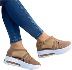XHLEMON Sandals For Women Casual Dressy Summer Slip On Ankle Strap Platform Wedges Flat Buckle Up Walking Shoes -Safavieh Furniture 41DhyybvTQL. AC 1