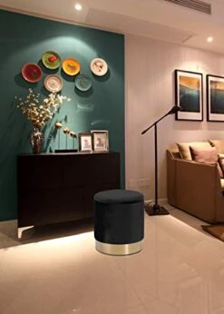 DEERUN Round Velvet Storage Ottoman Foot Rest Stool/Upholstered Footstool With Gold Plating Base,Pack Of 2 (Black) 13 DEERUN Round Velvet Storage Ottoman Foot Rest Stool/Upholstered Footstool With Gold Plating Base,Pack Of 2 (Black) -Safavieh Furniture 41DizKs6kgL