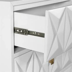 Riverbay Furniture 2 Drawer Geo Texture Nightstand In White -Safavieh Furniture 41DoMxfRIaL