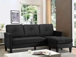 LETATA Convertible Sectional Sofa Couch With Chaise, Gray L Shaped Couch Sofa Set With Reversible Ottoman, Modern Small Sectional Couches For Living Room,Apartment,Small Spaces (Light Grey) -Safavieh Furniture 41DxTL TnaL. AC