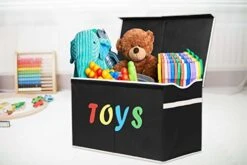 VICTOR'S Large Toy Box Chest With Lid, Collapsible Sturdy Toy Storage Organizer Boxes Bins Baskets For Kids, Boys, Girls, Nursery, Playroom, 26.8"x13.8" X16" (Black) -Safavieh Furniture 41Dy5JiQtML