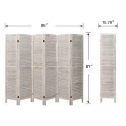 Room Divider 6 Panel, Wooden Room Divider Wall, 6 Panel Folding Privacy Screens, Freestanding Room Partition For Office Kitchen Bedroom Balcony (White) -Safavieh Furniture 41E2OgKsbIL
