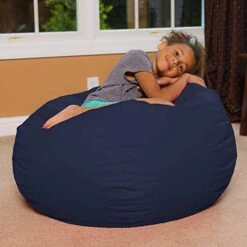 Posh Creations Bean Bag Chair For Kids, Teens, And Adults Includes Removable And Machine Washable Cover, Solid Navy Blue, 38in - Large -Safavieh Furniture 41E2dTLggrL