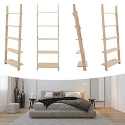 Gdrasuya10 Solid Wood Ladder Shelf, 5-Tier Multifunctional Modern Plant Flower Book Display Shelf, Free Standing Storage Rack For Office Living Room Bathroom Kitchen, 20kg Load Per Layer -Safavieh Furniture 41E5GU0AgcL