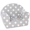Delsit Toddler Chair & Kids Armchair - European Made Kid Sized Frameless Foam Chair With Removable Cover - Perfect Reading Chairs For Toddlers - Lightweight Playroom Decor (Gray With Stars)