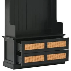 Hall Tree Entryway Coat Rack With 2 Large Drawers, 1 Upper Shelves And 5 Coat Hooks, Widen Mudroom Bench With Seating Bench For Entrance Mudroom Living Room (Espresso) -Safavieh Furniture 41EBHld4GcL