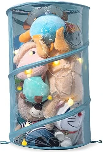 VAGRSS Stuffed Animal Storage Bucket Plush Toys Storage With LED Light Foldable Room Corner Organizer Toy Box Bins For Nursery, Play Room, Kid's Bedroom H19.7 X D12 Pink 6 VAGRSS Stuffed Animal Storage Bucket Plush Toys Storage With LED Light Foldable Room Corner Organizer Toy Box Bins For Nursery, Play Room, Kid's Bedroom H19.7 X D12 Pink - Image 6