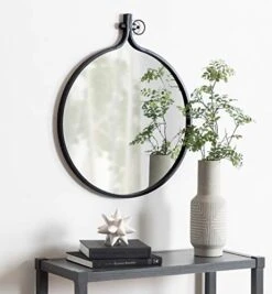Kate And Laurel Yitro Round Industrial Modern Metal Framed Wall Mirror, 23.5x28.5, Black -Safavieh Furniture 41ER5Ndv4LL