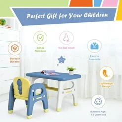 TUOCHUFUN Kid's Drawing Table And Chair Set With Montessori Toys, Activity Table For Toddlers Children Desk Snack Time Homeschooling Homework Gift For Boy & Girl 9 TUOCHUFUN Kid's Drawing Table And Chair Set With Montessori Toys, Activity Table For Toddlers Children Desk Snack Time Homeschooling Homework Gift For Boy & Girl -Safavieh Furniture 41Egn8m401L