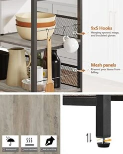 BEEWOOT Kitchen Island, Coffee Bar, Kitchen Shelf With Large Workstation, Kitchen Bakers Rack With 9 Hooks, 39.4 ”L × 17.7” W × 35.4”H, Stable Steel Structure And Easy Assembly, Greige KI01BG010 11 BEEWOOT Kitchen Island, Coffee Bar, Kitchen Shelf With Large Workstation, Kitchen Bakers Rack With 9 Hooks, 39.4 ”L × 17.7” W × 35.4”H, Stable Steel Structure And Easy Assembly, Greige KI01BG010 -Safavieh Furniture 41Ekk03bMUL