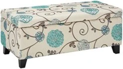 Christopher Knight Home Breanna Fabric Storage Ottoman, White And Blue Floral -Safavieh Furniture 41ExLg0aKiL. AC
