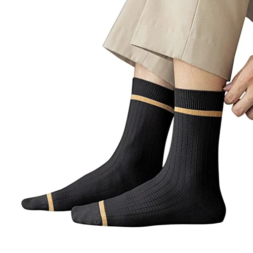 1 Pairs Male Casual Striped Socks Solid Breathable Middle Socks Fussy Socks (Black, 18-40 Year) 1 1 Pairs Male Casual Striped Socks Solid Breathable Middle Socks Fussy Socks (Black, 18-40 Year)