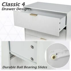 Thre'a New 4 Drawer Chest,Craft Storage Organization For Home & Office,Storage Dresser Cabinet,Office Storage File Cabinet With 4 Metal Legs (White) 11 Thre'a New 4 Drawer Chest,Craft Storage Organization For Home & Office,Storage Dresser Cabinet,Office Storage File Cabinet With 4 Metal Legs (White) -Safavieh Furniture 41F9mlr3lFL