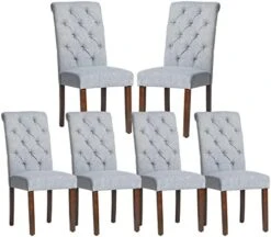 COLAMY Tufted Dining Chairs Set Of 2, Accent Parsons Diner Chairs Upholstered Fabric Dining Room Chairs Side Chair Stylish Kitchen Chairs With Solid Wood Legs And Padded Seat - Beige -Safavieh Furniture 41FH2lfDu9L. AC