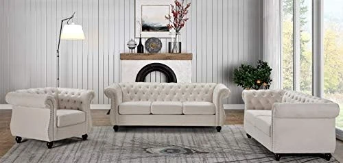 Container Furniture Direct Feinstein Modern Velvet Chesterfield Couches For Living Room With Nailheads, Diamond Tufting & Durable Metal Frame, Loveseat, Sofa, Dark Blue 15 Container Furniture Direct Feinstein Modern Velvet Chesterfield Couches For Living Room With Nailheads, Diamond Tufting & Durable Metal Frame, Loveseat, Sofa, Dark Blue - Image 15