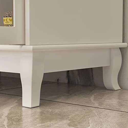 ECACAD Large Kitchen Pantry Storage Cabinet With Glass Doors, Drawers & Open Shelves, Freestanding Kitchen Cupboard Buffet Cabinet With Wine Rack For Living Room, White 7 ECACAD Large Kitchen Pantry Storage Cabinet With Glass Doors, Drawers & Open Shelves, Freestanding Kitchen Cupboard Buffet Cabinet With Wine Rack For Living Room, White - Image 7