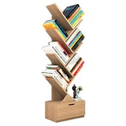 Tree Shelf, Tree Shaped Standing Shelf, Vertical Floor-to-ceiling Bookshelves, Space Saving Tree Bookshelves For Living Room Home Office Bookshelves In Office, Living Room ( Color : Wood Color , Size