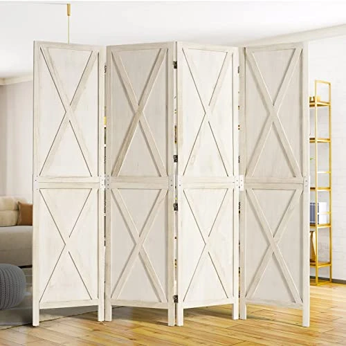 Oneinmil Room Divider, Room Dividers And Folding Privacy Screens, Partition Wall Dividers For Rooms, Room Separator, Temporary Wall, Privacy Folding Screen, Rustic Barnwood (White) 2 Oneinmil Room Divider, Room Dividers And Folding Privacy Screens, Partition Wall Dividers For Rooms, Room Separator, Temporary Wall, Privacy Folding Screen, Rustic Barnwood (White) - Image 2