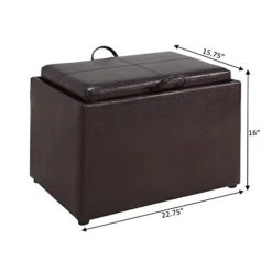 Convenience Concepts Designs4Comfort Accent Storage Ottoman With Reversible Tray, Espresso Faux Leather 22.75 X 15.75 X 16 15 Convenience Concepts Designs4Comfort Accent Storage Ottoman With Reversible Tray, Espresso Faux Leather 22.75 X 15.75 X 16 -Safavieh Furniture 41FqNUvlHwL