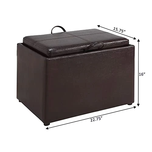 Convenience Concepts Designs4Comfort Accent Storage Ottoman With Reversible Tray, Espresso Faux Leather 22.75 X 15.75 X 16 3 Convenience Concepts Designs4Comfort Accent Storage Ottoman With Reversible Tray, Espresso Faux Leather 22.75 X 15.75 X 16 - Image 3
