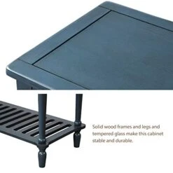 LZ LEISURE ZONE Console Table With Bottom Shelf, Buffet Sideboard Farmhouse Wood Storage Cabinet For Living Room (Antique Navy, 42“L) 19 LZ LEISURE ZONE Console Table With Bottom Shelf, Buffet Sideboard Farmhouse Wood Storage Cabinet For Living Room (Antique Navy, 42“L) -Safavieh Furniture 41FusG6y9NL 1