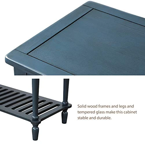 LZ LEISURE ZONE Console Table With Bottom Shelf, Buffet Sideboard Farmhouse Wood Storage Cabinet For Living Room (Antique Navy, 42“L) 5 LZ LEISURE ZONE Console Table With Bottom Shelf, Buffet Sideboard Farmhouse Wood Storage Cabinet For Living Room (Antique Navy, 42“L) - Image 5