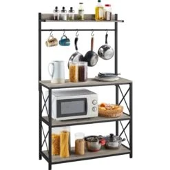 GENERIC 4-Tier Bakers Rack Kitchen Storage Shelf With S-Hooks, NTT 364 (Gray) -Safavieh Furniture 41FyJ7HOzGL