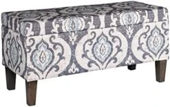 HomePop Large Upholstered Rectangular Storage Ottoman Bench With Hinged Lid, Slate Damask -Safavieh Furniture 41G k0IzwzL. AC