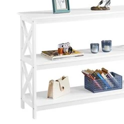 Topeakmart 42 Inch Long Console Sofa Table X Design Narrow Entryway Hallway Table W/ 3 Storage Shelves For Living Room, White -Safavieh Furniture 41G3yu3fQQL