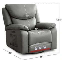 COOSLEEP Large Power Recliner Swivel Glider With USB And Type-C Charging Ports, Upholstered Breathable Leather Living Room Reclining Sofa Chair With Lumbar Support (Grey) 7 COOSLEEP Large Power Recliner Swivel Glider With USB And Type-C Charging Ports, Upholstered Breathable Leather Living Room Reclining Sofa Chair With Lumbar Support (Grey) -Safavieh Furniture 41G4Fz8229L