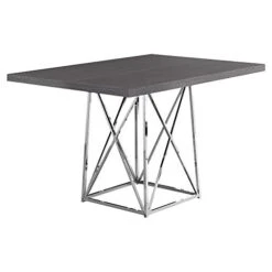 Monarch Specialties I Dining Table Metal Base, 36" X 48", Grey/Chrome