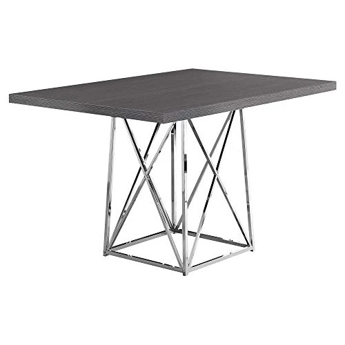 Monarch Specialties I Dining Table Metal Base, 36" X 48", Grey/Chrome 1 Monarch Specialties I Dining Table Metal Base, 36" X 48", Grey/Chrome