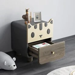 HIHELO Indoor Bedrooms Nightstand Children's Bedside Table Wood Legs Simple Boy Girl Small Cabinet Bedside Storage Locker For Bedroom Nursery Children's Room Nightstand Side Table