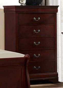 Classic Louis Philippe Styling Deep Cherry 5Pc Queen Bedroom Set(Q/D/M/N/C) 17 Classic Louis Philippe Styling Deep Cherry 5Pc Queen Bedroom Set(Q/D/M/N/C) -Safavieh Furniture 41GFshJ5LvL