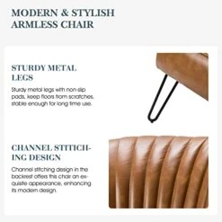 HULALA HOME Faux Leather Accent Chairs Set Of 2 With Metal Base, Mid Century Modern Living Room Chairs, Comfy Upholstered Armless Side Chairs For Bedroom, Camel 18 HULALA HOME Faux Leather Accent Chairs Set Of 2 With Metal Base, Mid Century Modern Living Room Chairs, Comfy Upholstered Armless Side Chairs For Bedroom, Camel -Safavieh Furniture 41GGuT5V3AL