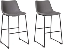 Signature Design By Ashley Centiar 24" Counter Height Modern Bucket Barstool Set Of 2,Faux Leather, Brown -Safavieh Furniture 41GJAgODS7L. AC