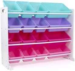 Humble Crew Kids Toy Organizer With 16 Storage Bins, Grey/White -Safavieh Furniture 41GMiqI7SfL. AC