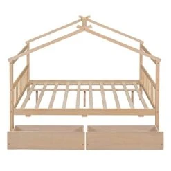 Full Size House Bed With 2 Storage Drawers Wooden Kids Montessori House Bed Frame Wood Playhouse Tent Bed For Girls Boys Teens, Natural 17 Full Size House Bed With 2 Storage Drawers Wooden Kids Montessori House Bed Frame Wood Playhouse Tent Bed For Girls Boys Teens, Natural -Safavieh Furniture 41GY64eGHbL