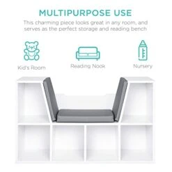 Best Choice Products 6-Cubby Kids Bedroom Storage Organizer, Multi-Purpose Bookcases, Shelf Furniture Decoration W/Cushioned Reading Nook - White 10 Best Choice Products 6-Cubby Kids Bedroom Storage Organizer, Multi-Purpose Bookcases, Shelf Furniture Decoration W/Cushioned Reading Nook - White -Safavieh Furniture 41Gajc5IBjL