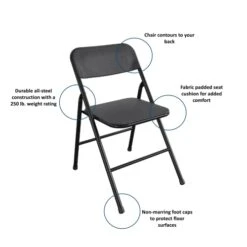 CoscoProducts COSCO Premium 5-Piece Table & Chair Dining Set, With 34" Vinyl Top Card Table And 4 Fabric Padded Seat & Back Folding Chairs, Black 11 CoscoProducts COSCO Premium 5-Piece Table & Chair Dining Set, With 34" Vinyl Top Card Table And 4 Fabric Padded Seat & Back Folding Chairs, Black -Safavieh Furniture 41GbQFYcQNL