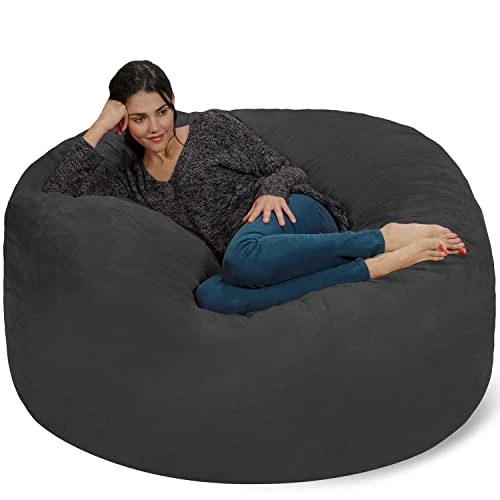 Chill Sack Bean Bag Chair: Giant 5' Memory Foam Furniture Bean Bag - Big Sofa With Soft Micro Fiber Cover - Dark Gray 5 Chill Sack Bean Bag Chair: Giant 5' Memory Foam Furniture Bean Bag - Big Sofa With Soft Micro Fiber Cover - Dark Gray - Image 5