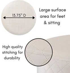BIRDROCK HOME Round Cream Velvet Ottoman Foot Stool With Lattice Design – Soft Compact Padded Stool – Gold Trim - Great For The Living Room Or Bedroom – Decorative Furniture – Foot Rest -Safavieh Furniture 41GlMqVkbsL